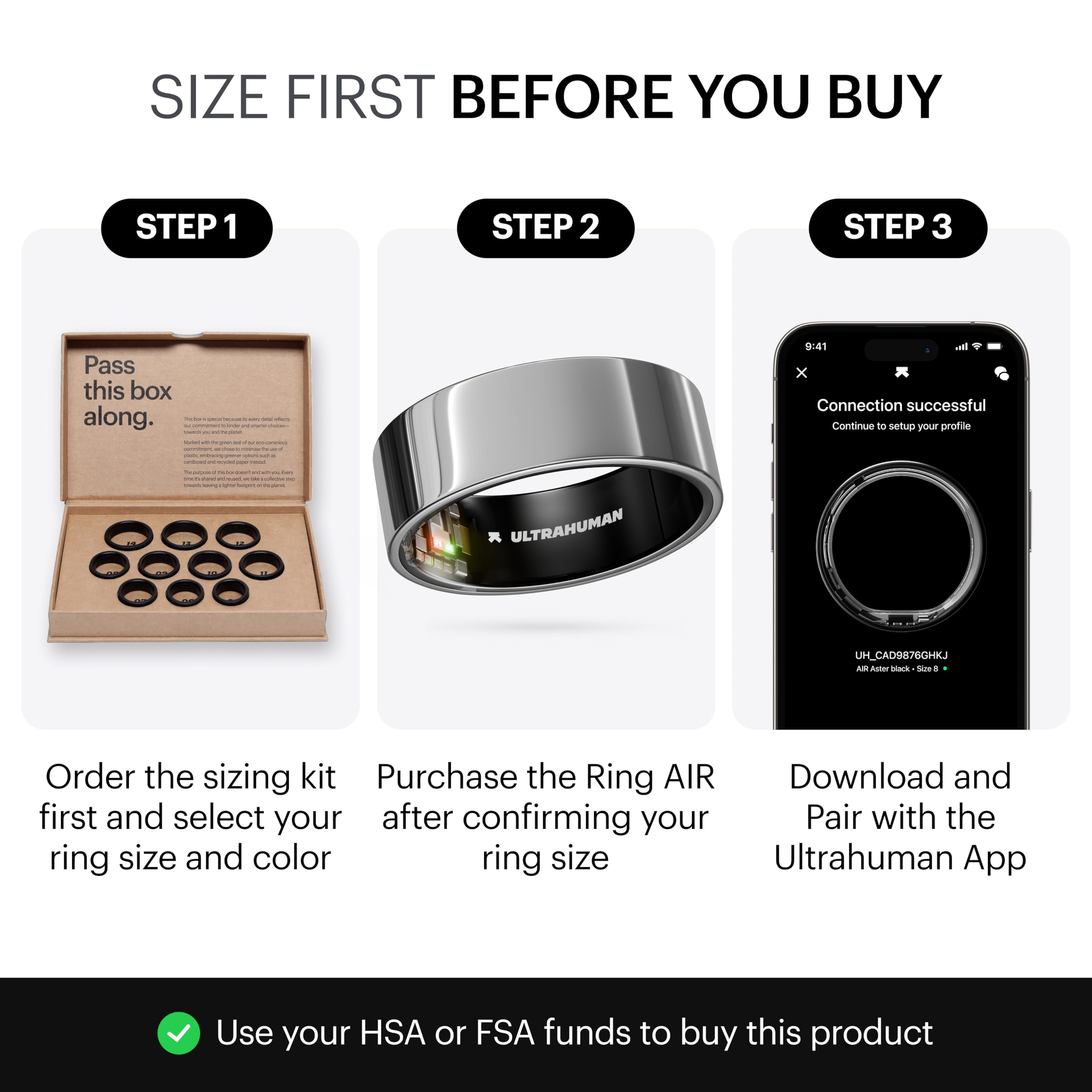 Ultrahuman Ring Air ウルトラ ヒューマン リング サイズ07 Ultrahuman Ring AIR Size 7 - World's Lightest Sleep-Tracking